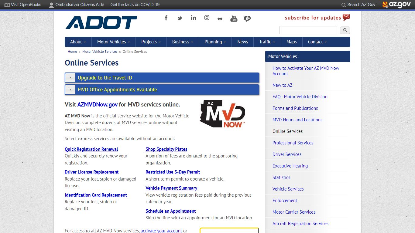 Online Services | ADOT - Arizona Department of Transportation